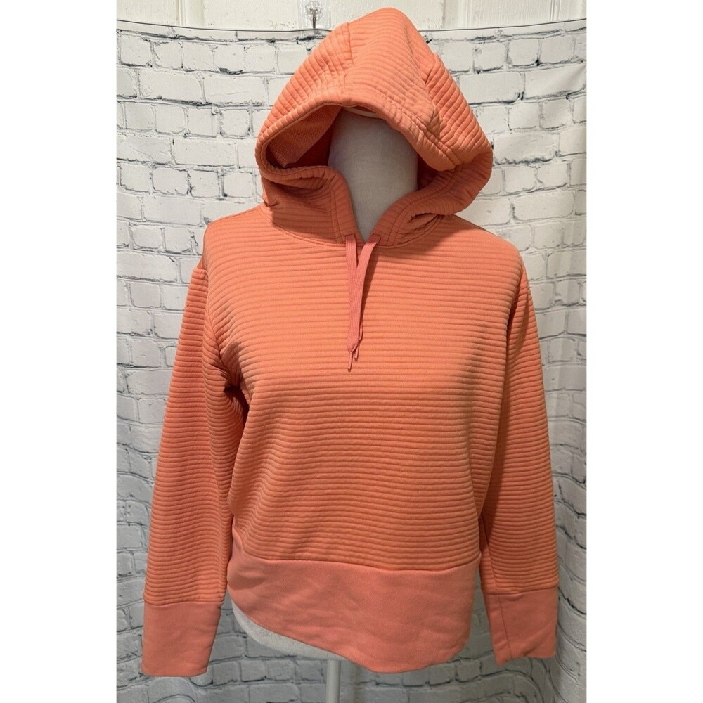 Nike Dri Fit Women’s Orange Pullover Ribbed Hoodie Size Medium